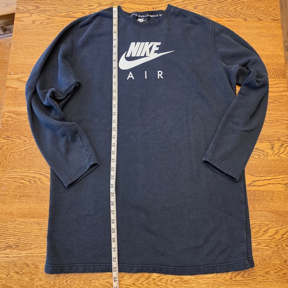 Nike Air L Dress Women's Black Fleece Sweatshirt Crew Neck Loose Fit Athleisure - Picture 5 of 16